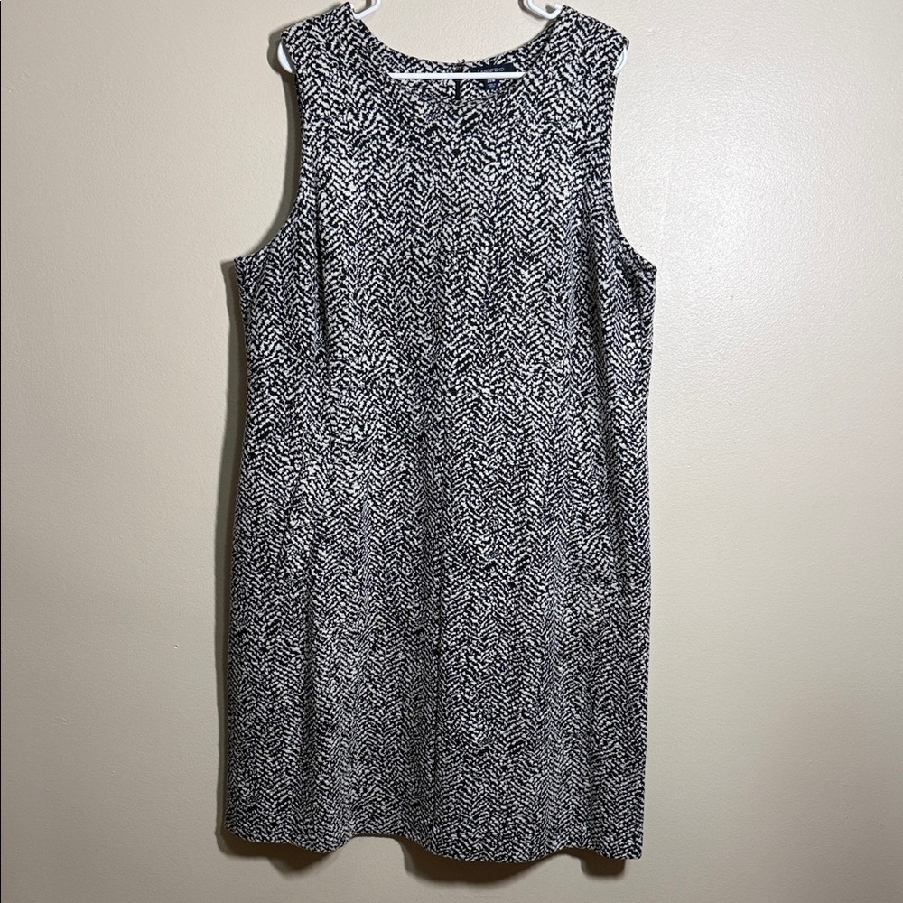 Lands End Sleeveless Dress Knit Career Black White Jumper Office Classic 20W